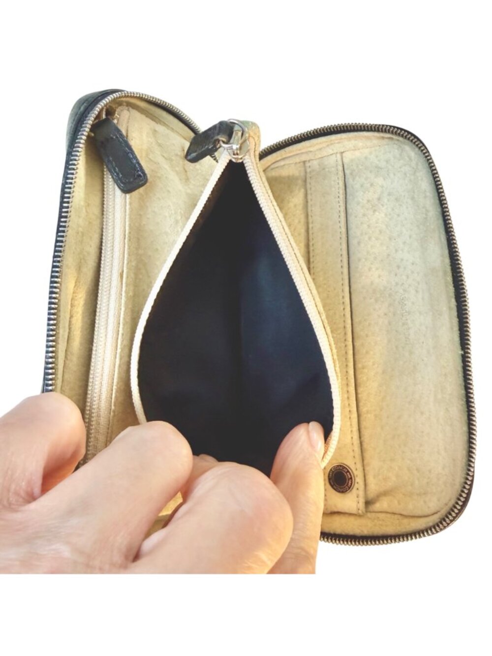 Vintage Coach Black Glovetanned Leather Zip-Around Travel Jewelry Case Pouch - Picture 6 of 15